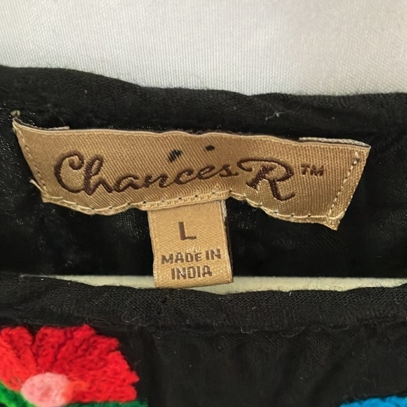 Chances R- Embroidered Black Flowy, Midi Dress- vacation/beach- size L - Picture 2 of 6